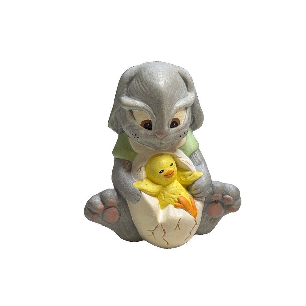 Vintage Easter Bunny Rabbits Chick Ceramic Figurine by Diana Pizano 1992
